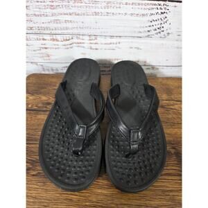 High Tide Black Comfort Flip Flops Textured Footbed Casual Sandals Women's 8